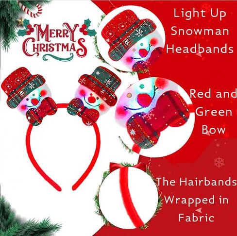 Light Up Christmas Headband Glowing Sowman Hairbands LED Santa Claus Headpieces Xmas Hair Accessories for Women in Saudi Arabia