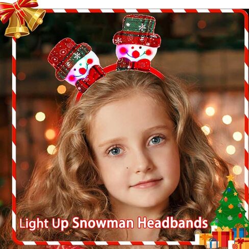 Light Up Christmas Headband Glowing Sowman Hairbands LED Santa Claus Headpieces Xmas Hair Accessories for Women in Saudi Arabia