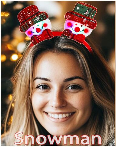 Light Up Christmas Headband Glowing Sowman Hairbands LED Santa Claus Headpieces Xmas Hair Accessories for Women in Saudi Arabia
