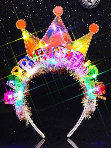 JEWEKY Light Up Birthday Party Hat Led Birthday Crown Headband Festival Hair Accessories for Women in Saudi Arabia
