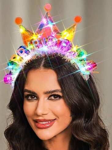 JEWEKY Light Up Birthday Party Hat Led Birthday Crown Headband Festival Hair Accessories for Women in Saudi Arabia