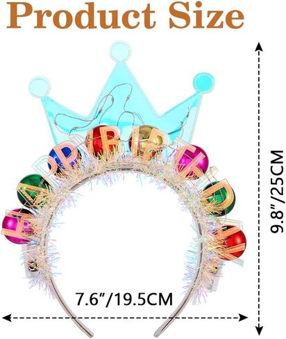 JEWEKY Light Up Birthday Party Hat Led Birthday Crown Headband Festival Hair Accessories for Women in Saudi Arabia