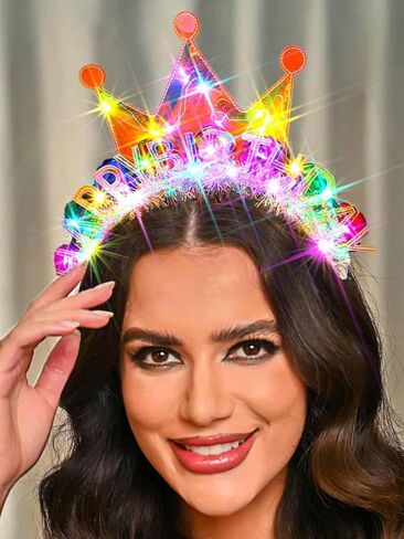 JEWEKY Light Up Birthday Party Hat Led Birthday Crown Headband Festival Hair Accessories for Women in Saudi Arabia