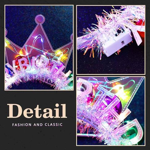 JEWEKY Light Up Birthday Party Hat Led Birthday Crown Headband Festival Hair Accessories for Women in Saudi Arabia