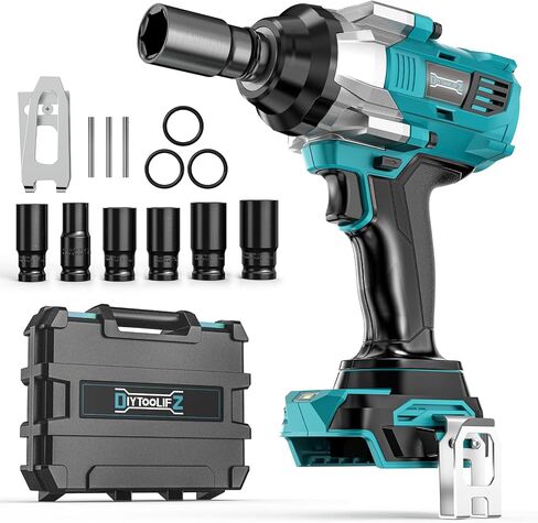 Cordless Impact Wrench 1/2 inch for Makita 18v Battery, 900FT-LBS (1200N.m) Brushless Electric Impact Gun for Car Home, High Torque Power Impact Driver with 6Pcs Sockets & Storage Case (No Battery) in Kuwait