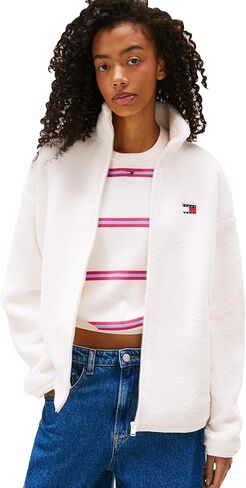 Tommy Jeans womens Lightweight Zip Through Teddy Jacket With Badge Logo in Kuwait