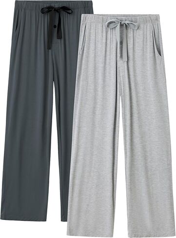 EA'S SECRET Men's Pajama Bottom Lightweight Rayon Made From Bamboo Pajama Pants for Mens Lounge Sweatpants with Pockets in Kuwait