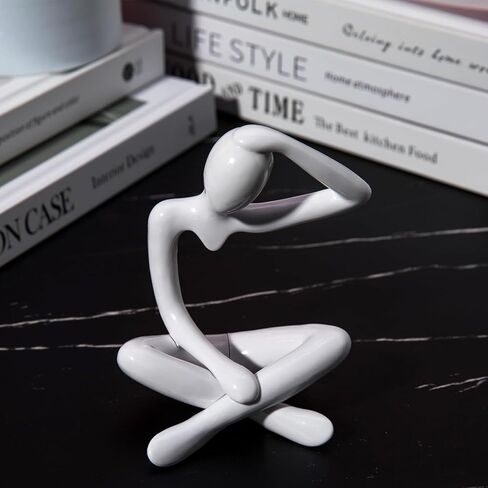 Abstract Thinker Statue, White Minimalist Abstract Sculpture Statue, Modern Art Decoration for Home Office Desk Decoration (White Style A) in Saudi Arabia