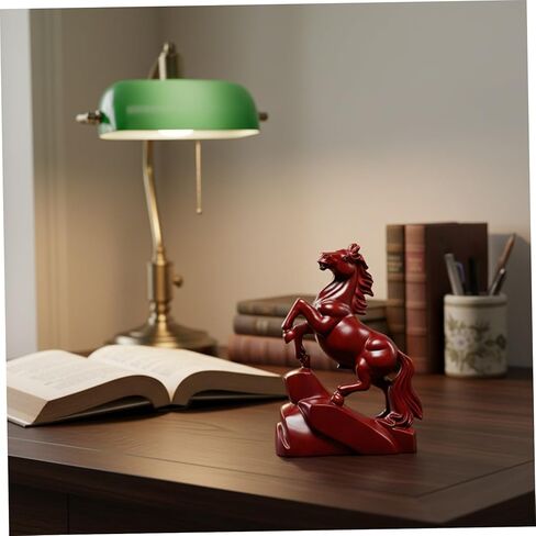 Wooden Horse Figurine, Red Horse Statue Feng Shui Decor, 2026 Chinese New Year Zodiac Animal Sculpture Desk Ornament for Wealth and Good Luck in Saudi Arabia