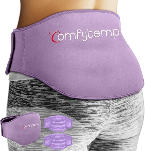 Comfytemp Ice Pack for Back Pain Relief, 2 Packs, FSA HSA Approved, Reusable Gel Lower Back Wrap Ice Brace for Sciatica Injuries, Hot Cold Compression for Lower Lumbar, Waist, Men Women Surgery Gifts in Saudi Arabia