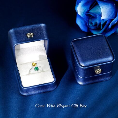 Toi et Moi Rings For Women, Sterling S925 Silver 2 Two Double Love Heart Birthstone Rings For Wife, Personalized Rings Mother Daughter Ring Sisters Ring Couple Ring Engagement Ring in Saudi Arabia
