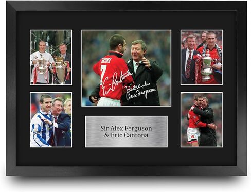 HWC Trading Sir Alex Ferguson & Eric Cantona Printed Memorabilia Signed Autograph Photograph Display for Football Fans and Supporters - 16" x 12" Framed in Saudi Arabia