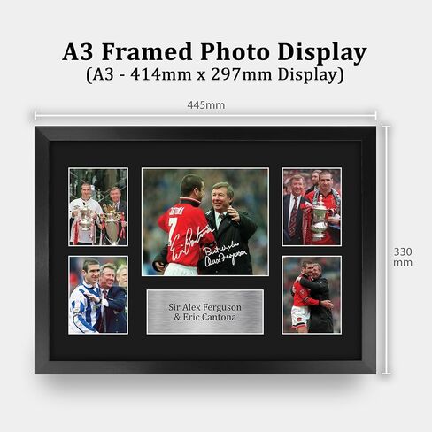 HWC Trading Sir Alex Ferguson & Eric Cantona Printed Memorabilia Signed Autograph Photograph Display for Football Fans and Supporters - 16" x 12" Framed in Saudi Arabia