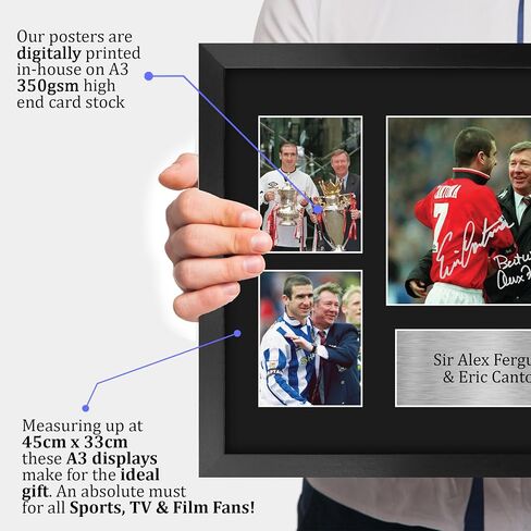 HWC Trading Sir Alex Ferguson & Eric Cantona Printed Memorabilia Signed Autograph Photograph Display for Football Fans and Supporters - 16" x 12" Framed in Saudi Arabia