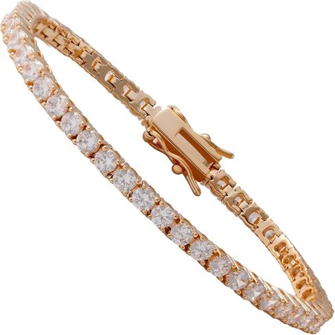 سوار التنس الكلاسيكي المغطى بالذهب أبيض 18 كيلو ملم للنساء والرجال أحجام سلسلة الماس 6-9 بوصات 4 شق in Kuwait