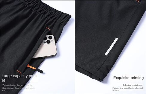 Men's Athletic Shorts with Zipper Pockets, Quick Dry Breathable Summer Capri Pants, Reflective Design, 5 Pack in Saudi Arabia