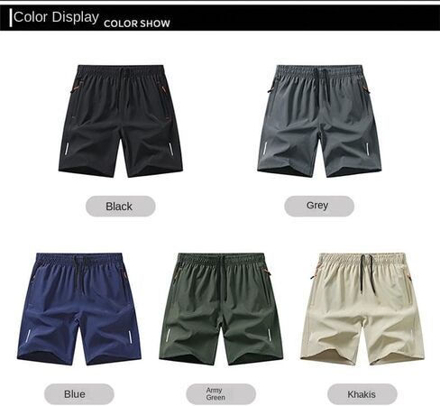 Men's Athletic Shorts with Zipper Pockets, Quick Dry Breathable Summer Capri Pants, Reflective Design, 5 Pack in Saudi Arabia