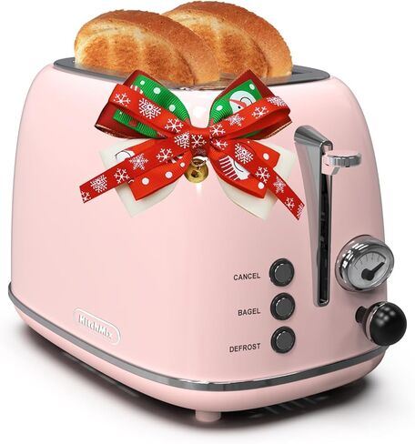 محمصة خبز بشريحتين، محمصة خبز من الفولاذ المقاوم للصدأ KitchMix Retro مع 6 إعدادات، فتحات واسعة للغاية 1.5 بوصة، وظيفة الخبز/إزالة الصقيع/الإلغاء، صينية فتات الخبز قابلة للإزالة (كريمي) in Kuwait