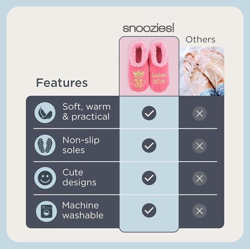 Snoozies Pairable Slipper Socks - Funny House Slippers for Women, Non-Slip Fuzzy Slipper Socks - Super Mom - Large in Saudi Arabia