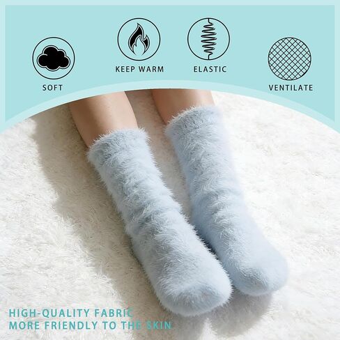 10 Pcs Fuzzy Socks for Women,Colorful Cozy Winter Sleep Warm Thick Plush Slipper Sleep Soft Sock for Holiday Gift in Saudi Arabia