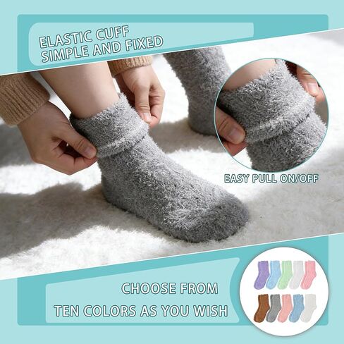 10 Pcs Fuzzy Socks for Women,Colorful Cozy Winter Sleep Warm Thick Plush Slipper Sleep Soft Sock for Holiday Gift in Saudi Arabia