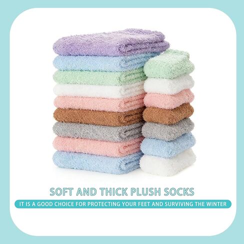 10 Pcs Fuzzy Socks for Women,Colorful Cozy Winter Sleep Warm Thick Plush Slipper Sleep Soft Sock for Holiday Gift in Saudi Arabia