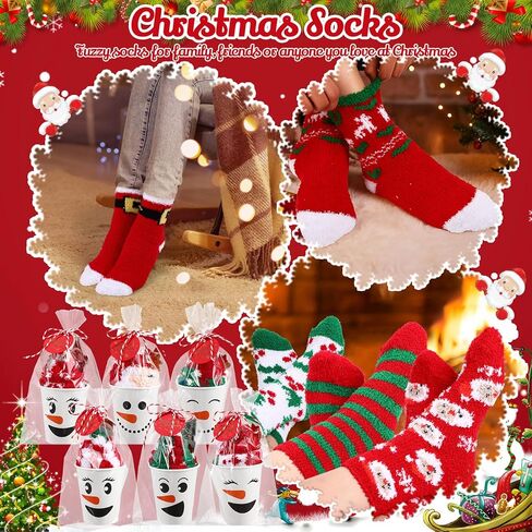 30 Pairs Christmas Cupcake Fuzzy Socks Bulk for Women with Christmas Cards for Winter Xmas DIY Gift in Saudi Arabia