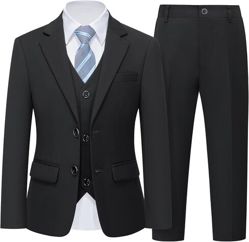 YND Boys Formal Slim Fit, 5-Piece Suits for Kids, Jacket Vest Pants Shirt and Tie for Wedding Prom in Kuwait