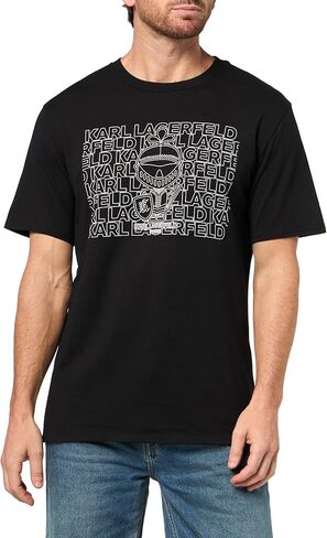 KARL LAGERFELD Men's Crewneck Short Sleeve Graphic Design Relaxed Fit T-Shirt in Saudi Arabia