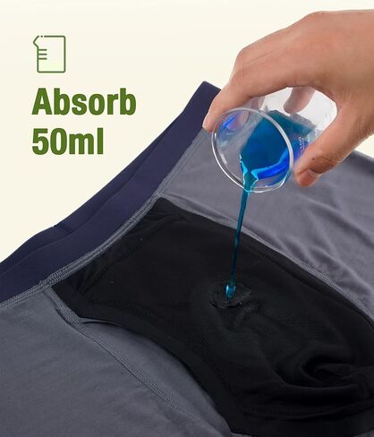 Incontinence Underwear for Men, Long Leg Soft Leakproof Washable Reusable Light Absorbency Boxer Briefs 3 Pack (Multicolor01, Large) in Saudi Arabia