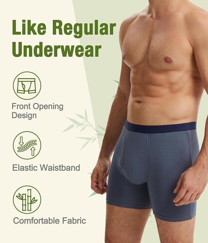 Incontinence Underwear for Men, Long Leg Soft Leakproof Washable Reusable Light Absorbency Boxer Briefs 3 Pack (Multicolor01, Large) in Saudi Arabia