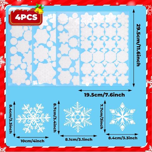 137Pcs Christmas Windows Clings Snowflakes Window Decals Static Window Stickers for Christmas Decorations Windows Décor Ornaments Xmas Party Supplies Thanksgiving Party Décor in Saudi Arabia