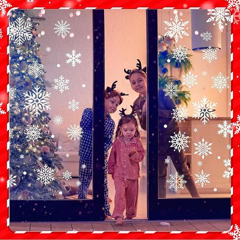 137Pcs Christmas Windows Clings Snowflakes Window Decals Static Window Stickers for Christmas Decorations Windows Décor Ornaments Xmas Party Supplies Thanksgiving Party Décor in Saudi Arabia