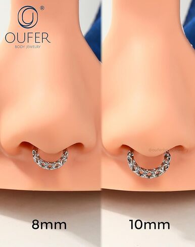 OUFER 16G حلقات حاجز حورية البحر، مجوهرات حاجز فولاذي جراحي 316L، أقراط Daith ذات مقياس فضي للنساء والرجال، مجوهرات ثقب الحلزون المجوفة - 8/10 مم in Kuwait