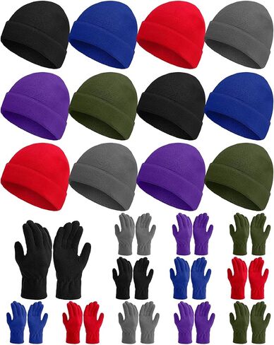 Winter Fleece Gloves and Beanie Bulk Multi Color Warm Hat and Warm Gloves for Men Women Homeless Cold Weather in Saudi Arabia