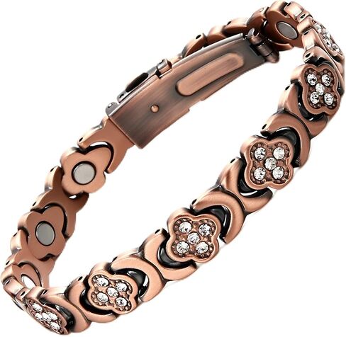 سوار مغناطيسي من النحاس GlamClover Infinity Clover مع أداة ضبط، سوار علاج فائق القوة من النحاس النقي مع مغناطيس غاوس، هدية مجوهرات علاجية قابلة للتعديل للنساء (ذهبي وردي) in Kuwait