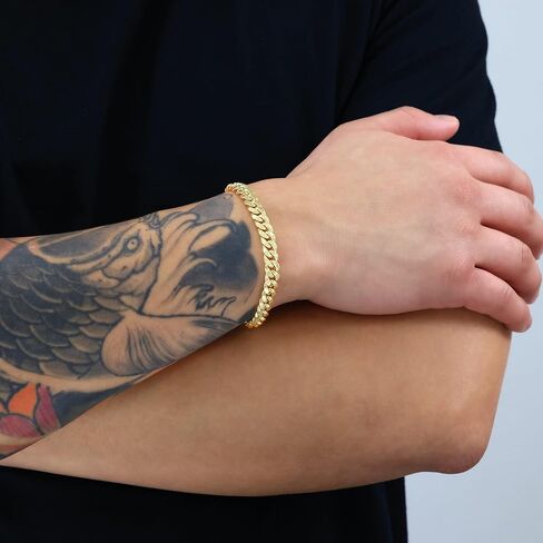 Nuragold 14k الذهب الأصفر الحقيقي ميامي الكوبي خفيف الوزن وصلة 8.7 ملم سلسلة سوار (7 "-9") مجوهرات إيطالية للرجال in Saudi Arabia