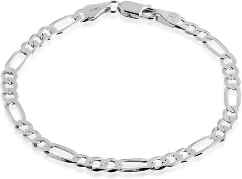 سلسلة ربط QUADRI Figaro من الفضة الإسترلينية 925، سوار إيطالي 5 مم للرجال والنساء، من 7 إلى 8.5 بوصة، صنع في إيطاليا، يتضمن صندوق هدايا in Kuwait