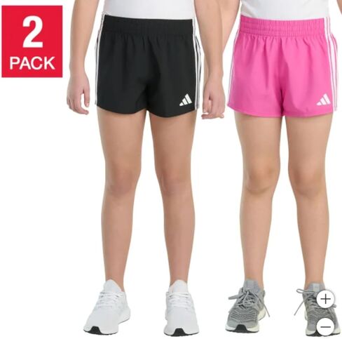 شورت Adidas Youth 2-Pack 3 Stripes (الولايات المتحدة، Alpha، X-Large، عادي، أسود/وردي) in Kuwait