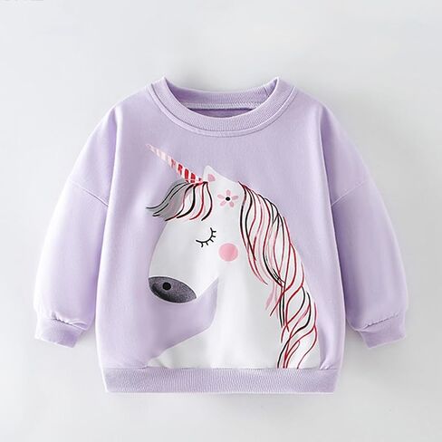 Girls Sweatshirts Long Sleeve Tops Kids Pullover Unicorn Print Shirt 3-8T in Saudi Arabia