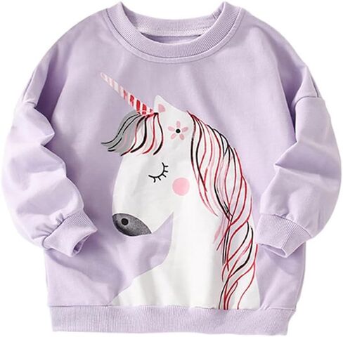 Girls Sweatshirts Long Sleeve Tops Kids Pullover Unicorn Print Shirt 3-8T in Saudi Arabia
