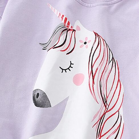 Girls Sweatshirts Long Sleeve Tops Kids Pullover Unicorn Print Shirt 3-8T in Saudi Arabia