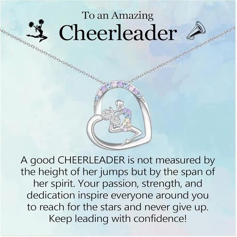 Cheerleader Gifts for Girls, Colorful CZ Heart Pendant Cheer Necklace Jewelry, Christmas Birthday Graduation Gifts for Daughter Granddaughter Niece Friend Cheerleading Coach Team in Saudi Arabia