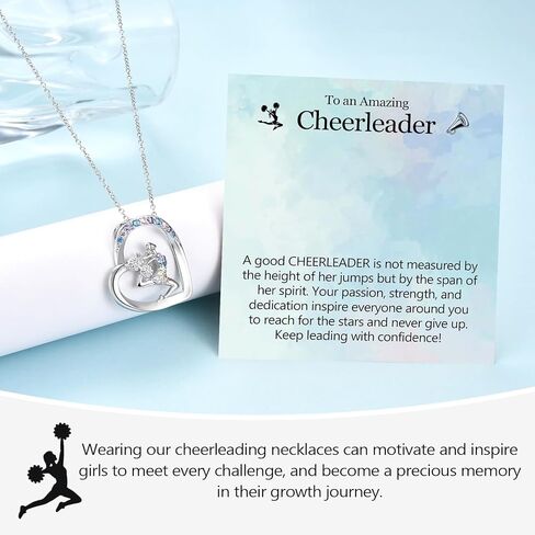 Cheerleader Gifts for Girls, Colorful CZ Heart Pendant Cheer Necklace Jewelry, Christmas Birthday Graduation Gifts for Daughter Granddaughter Niece Friend Cheerleading Coach Team in Saudi Arabia