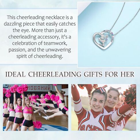 Cheerleader Gifts for Girls, Colorful CZ Heart Pendant Cheer Necklace Jewelry, Christmas Birthday Graduation Gifts for Daughter Granddaughter Niece Friend Cheerleading Coach Team in Saudi Arabia