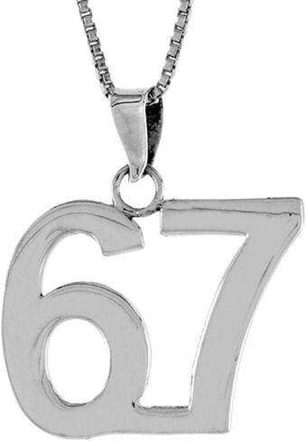 Sterling Silver Number 67 Necklace for Jersey Numbers & Recovery High Polish 3/4 inch, 2mm Curb Chain in Saudi Arabia