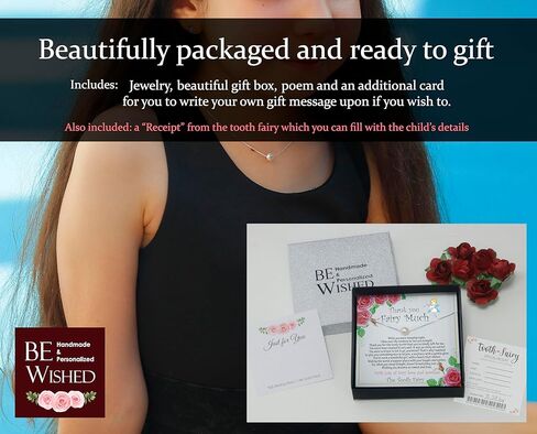 Be Wished Tooth Fairy Gifts for Girls with Meaningful Message and Jewelry, Ready To Gift Necklace with Poem. 925 Sterling Silver Floating Pearl Necklace in Kuwait