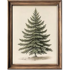 YHCTHT Vintage Christmas Tree Picture Wall Decor, Rustic Pine Tree Vintage Print, Winter Holiday Decor, Botanical Christmas Wall Art, Christmas Decoration Painting 8x10 inch Print Unframed in Saudi Arabia