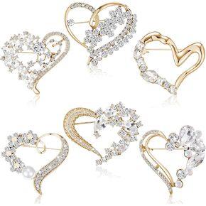 Junkin 6 قطع الحب القلب بروش دبوس المرأة كريستال حجر الراين هدية جوفاء طية صدر السترة كريستال بروش دبابيس للفتيات حفل زفاف مهرجانات عيد الحب in Kuwait