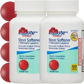 Stool Softener Plus Stimulant Laxative Tablets for Constipation, Stool Softener with Stimulant Laxative, 120 Count (Pack of 2) Plus vsl Sticker in Saudi Arabia